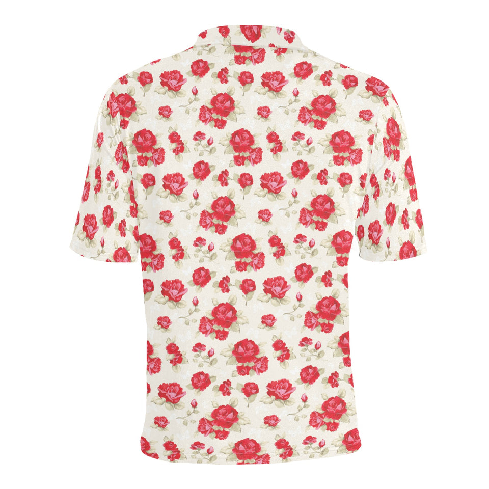 Rose Pattern Print Design 01 Men's All Over Print Polo Shirt