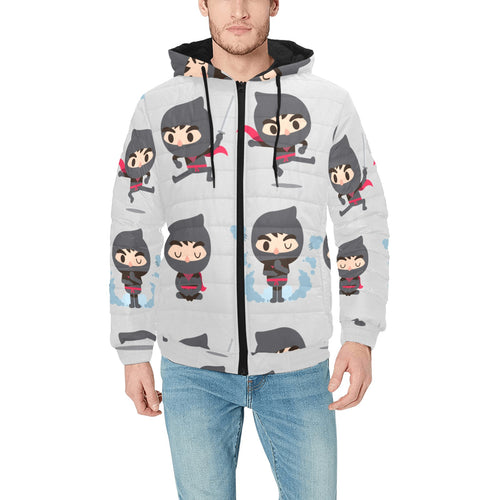 Cute ninja pattern Men's Padded Hooded Jacket