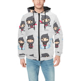 Cute ninja pattern Men's Padded Hooded Jacket