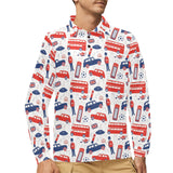 British Pattern Print Design 03 Men's Long Sleeve Polo Shirt