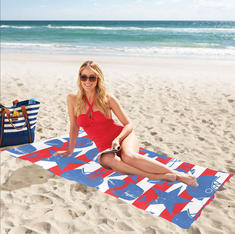 American football ball star stripes pattern Beach Towel