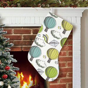 Hot Air Balloon Bird Cloud Pattern Christmas Stocking
