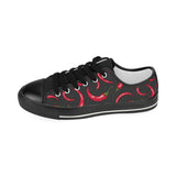 Chili peppers pattern black background Kids' Boys' Girls' Low Top Canvas Shoes Black