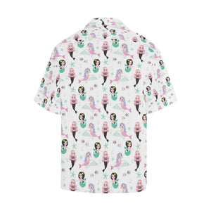 cute mermaid dolphin fish starfish pattern Men's All Over Print Hawaiian Shirt