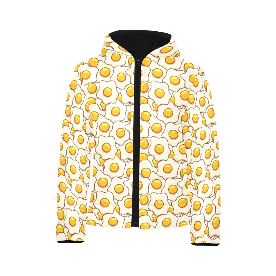 Fried Eggs Pattern Print Design 02 Kids' Boys' Girls' Padded Hooded Jacket