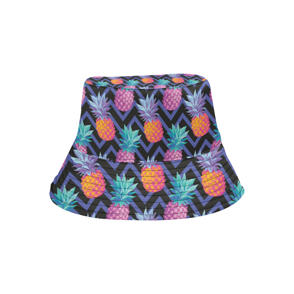 Pineapples pattern zigzag background Unisex Bucket Hat