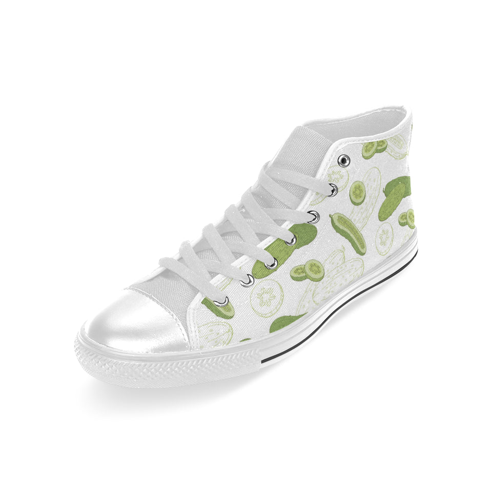Cucumber sketch pattern Men's High Top Canvas Shoes White