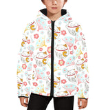 Maneki neko cat fan sakura Kids' Boys' Girls' Padded Hooded Jacket