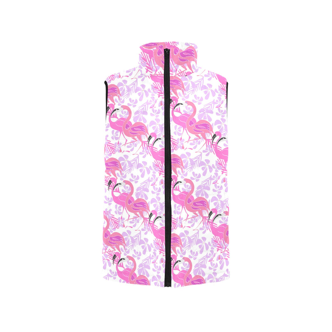 Pink flamingo flower pattern Men's Padded Vest