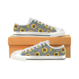 sunflowers ribbon background Women's Low Top Canvas Shoes White