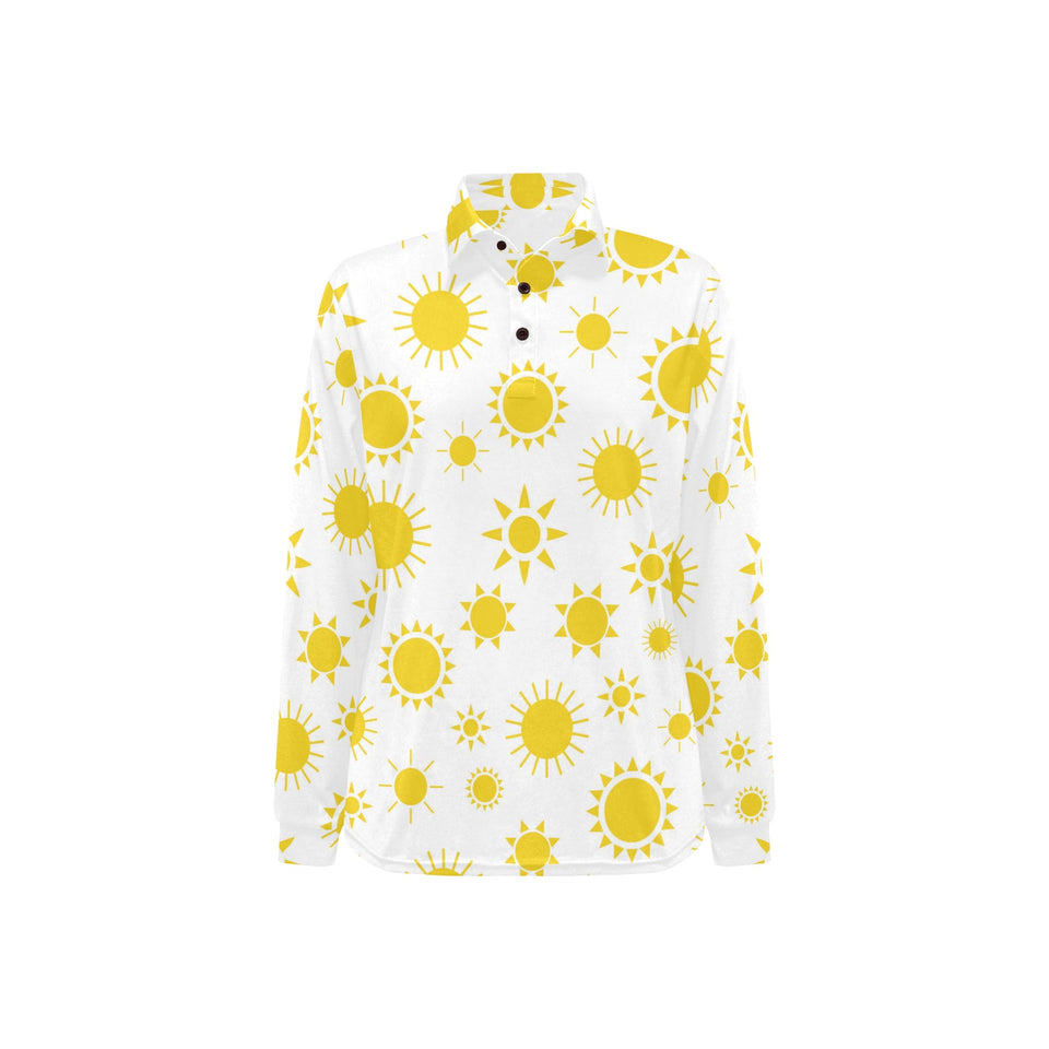 Sun pattern Women's Long Sleeve Polo Shirt