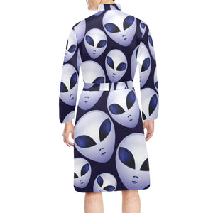 Alien Pattern Print Design 01 Men's Long Sleeve Belted Night Robe