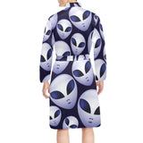 Alien Pattern Print Design 01 Men's Long Sleeve Belted Night Robe
