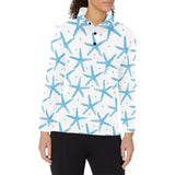 Watercolor starfish pattern Women's Long Sleeve Polo Shirt