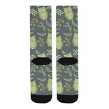 Cute owls leaves pattern Crew Socks