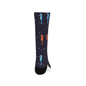 Watercolor colorful seahorse pattern Crew Socks