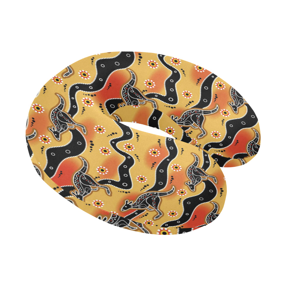 Kangaroo Australian aboriginal art pattern U-Shaped Travel Neck Pillow