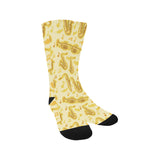 Saxophone cornet pattern yellow background Crew Socks