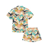 Eagle Pattern Print Design 02 Kids' Boys' Girls' V-Neck Short Pajama Set