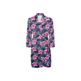 Hibiscus Pattern Print Design 05 Men's Long Sleeve Belted Night Robe