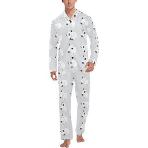 Bull Terrier Pattern Print Design 01 Men's Long Pajama Set