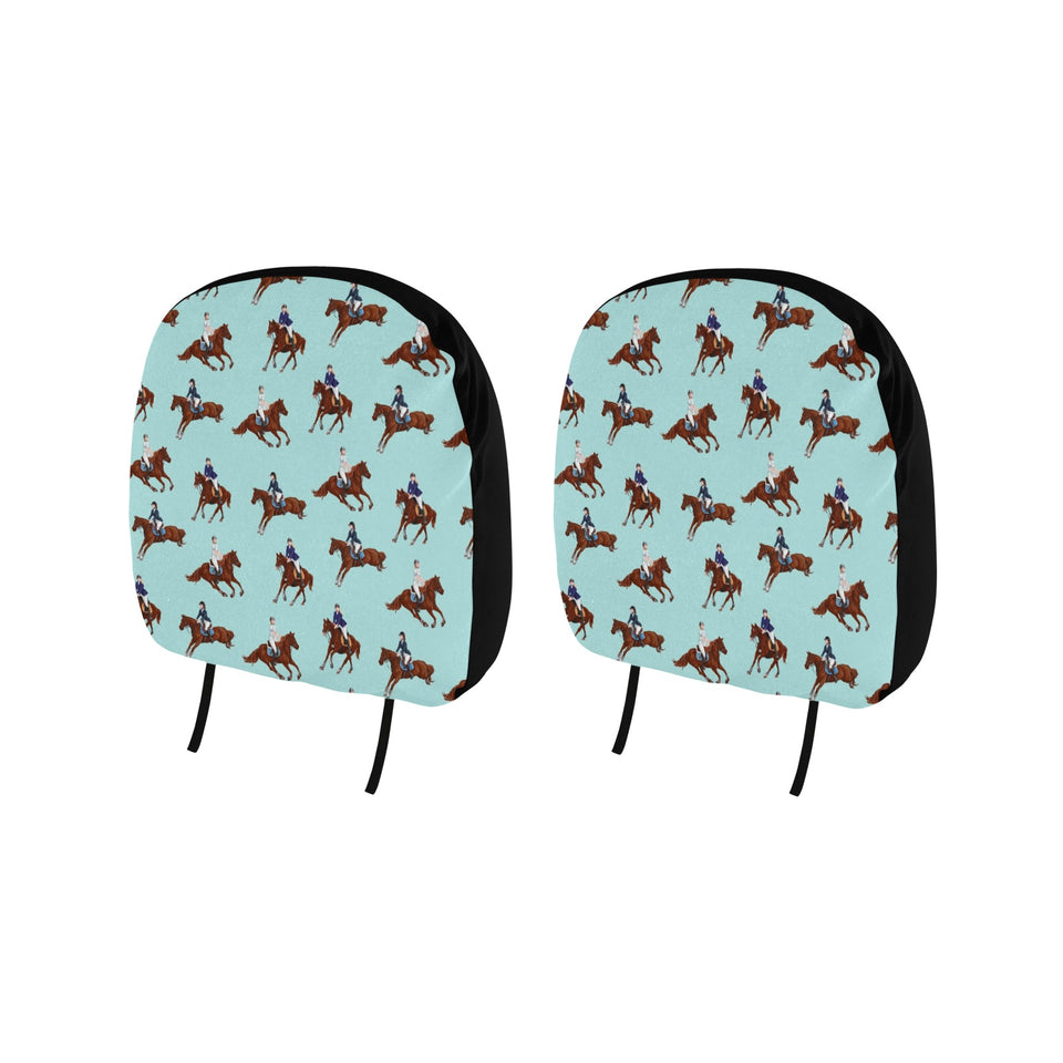 Horses running horses rider pattern Car Headrest Cover