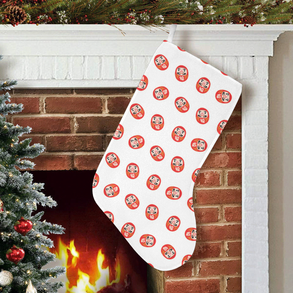 Daruma japanese wooden doll pattern Christmas Stocking