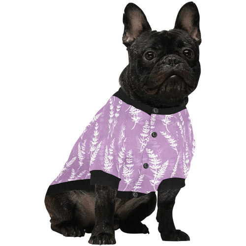 Lavender flowers purple pattern All Over Print Pet Dog Round Neck Fuzzy Shirt