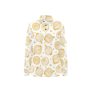 hand drawn onion pattern Women's Long Sleeve Polo Shirt