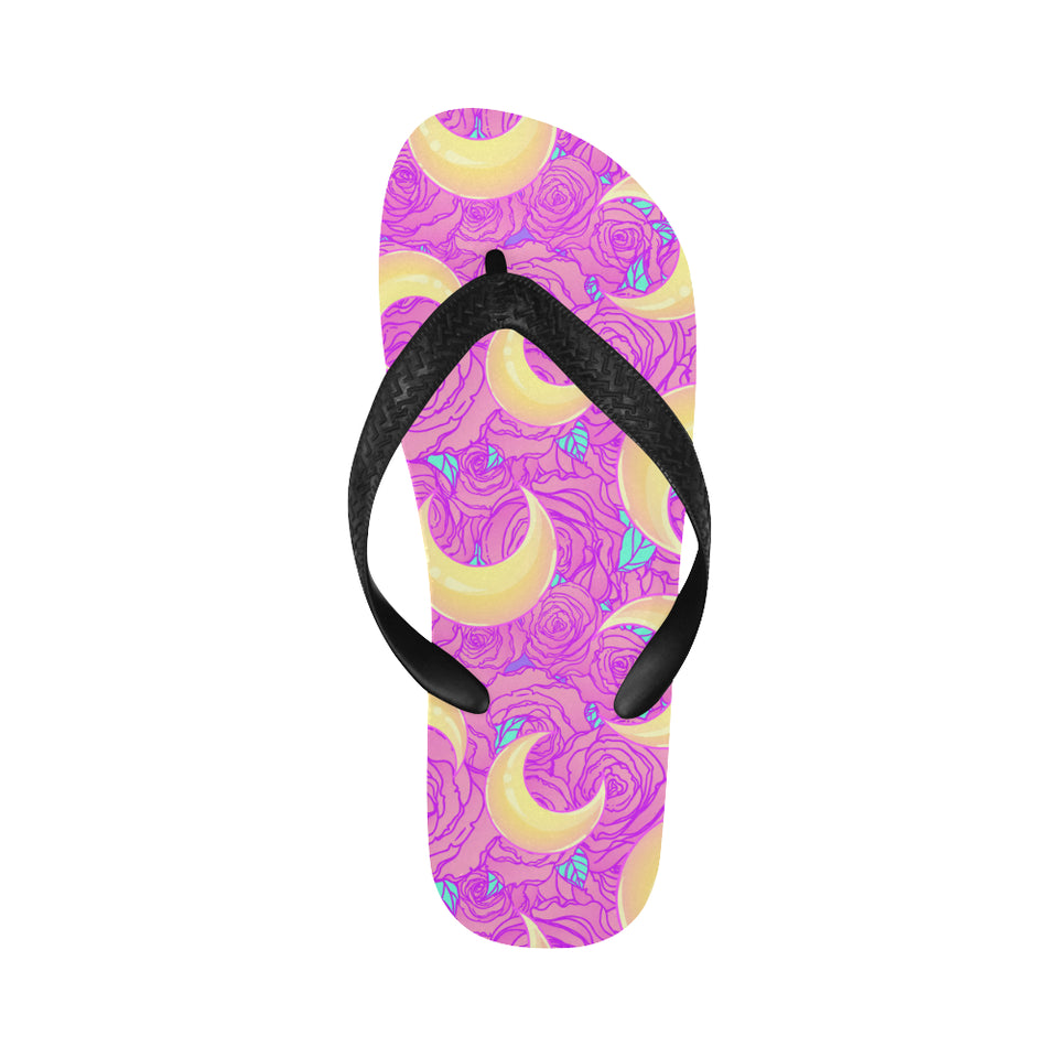 Moon pink rose background Unisex Flip Flops