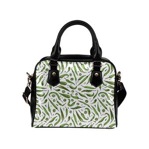 Hand drawn sketch style green Chili peppers patter Shoulder Handbag