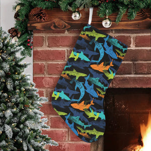 Colorful shark Christmas Stocking
