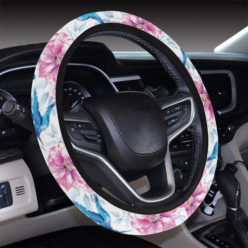 Hummingbird Pattern Print Design 02 Car Steering Wheel Cover