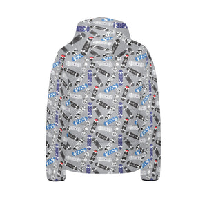 Skate Board Pattern Print Design 03 Kids' Boys' Girls' Padded Hooded Jacket