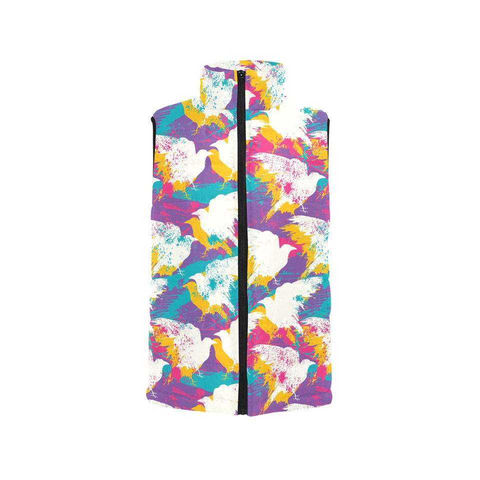 Colorful crow illustration pattern Women's Padded Vest
