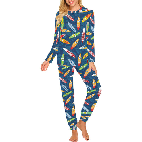 Surfboard Pattern Print Design 01 Women's All Over Print Pajama Set