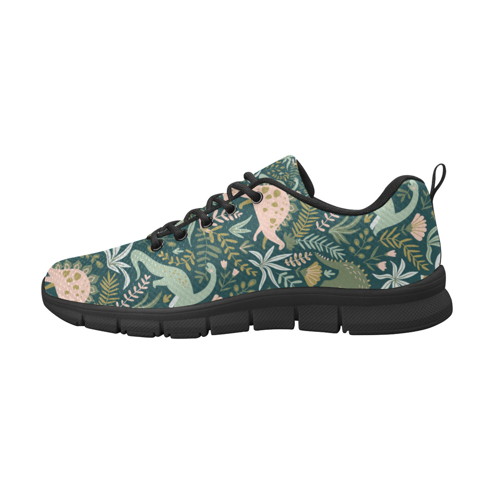 dinosaurs tropical leaves flower pattern Women's Sneaker Shoes