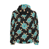 Sea turtle blue stone pattern Men's Padded Hooded Jacket