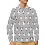 Bull Terrier Pattern Print Design 05 Men's Long Sleeve Polo Shirt