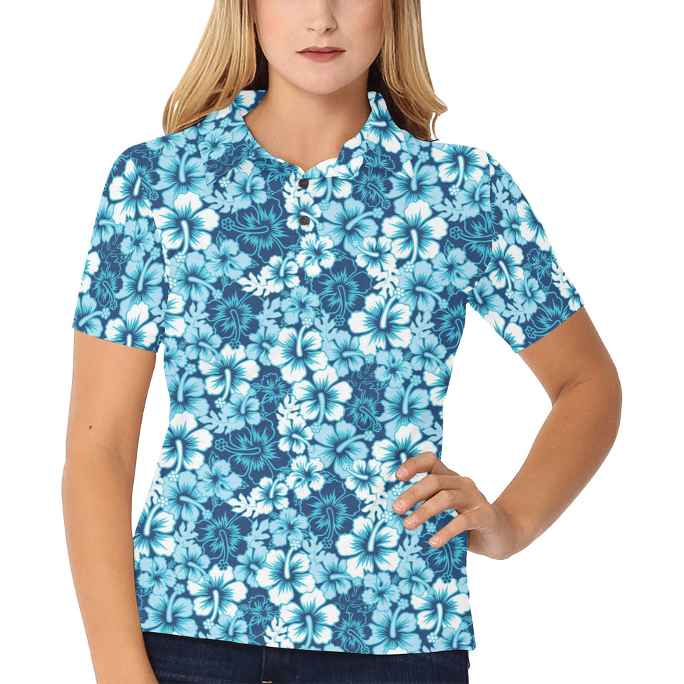 Hibiscus Pattern Print Design 03 Women's All Over Print Polo Shirt