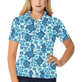 Hibiscus Pattern Print Design 03 Women's All Over Print Polo Shirt