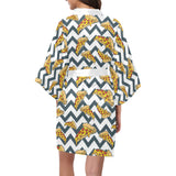 Pizza design pattern Women's Short Kimono Robe
