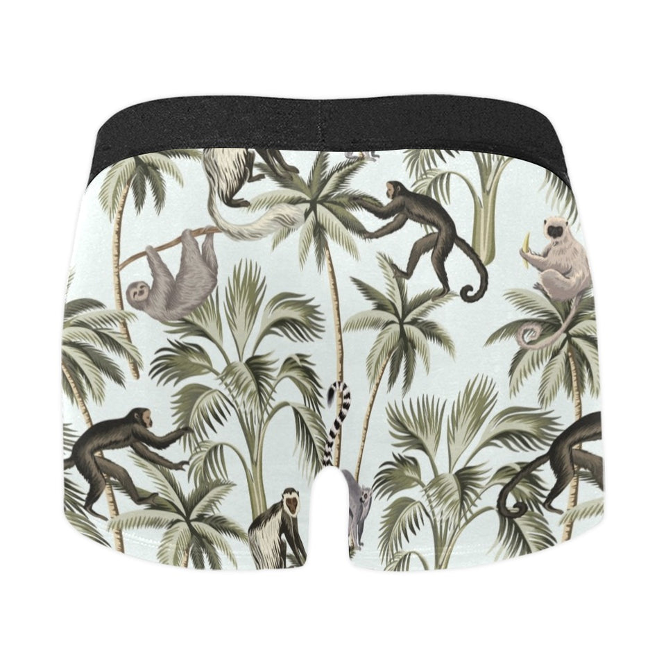Monkey sloth lemur palm trees pattern Men's All Over Print Boxer Briefs Men's Underwear