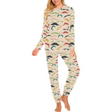 Mustache Beard Pattern Print Design 03 Women's All Over Print Pajama Set