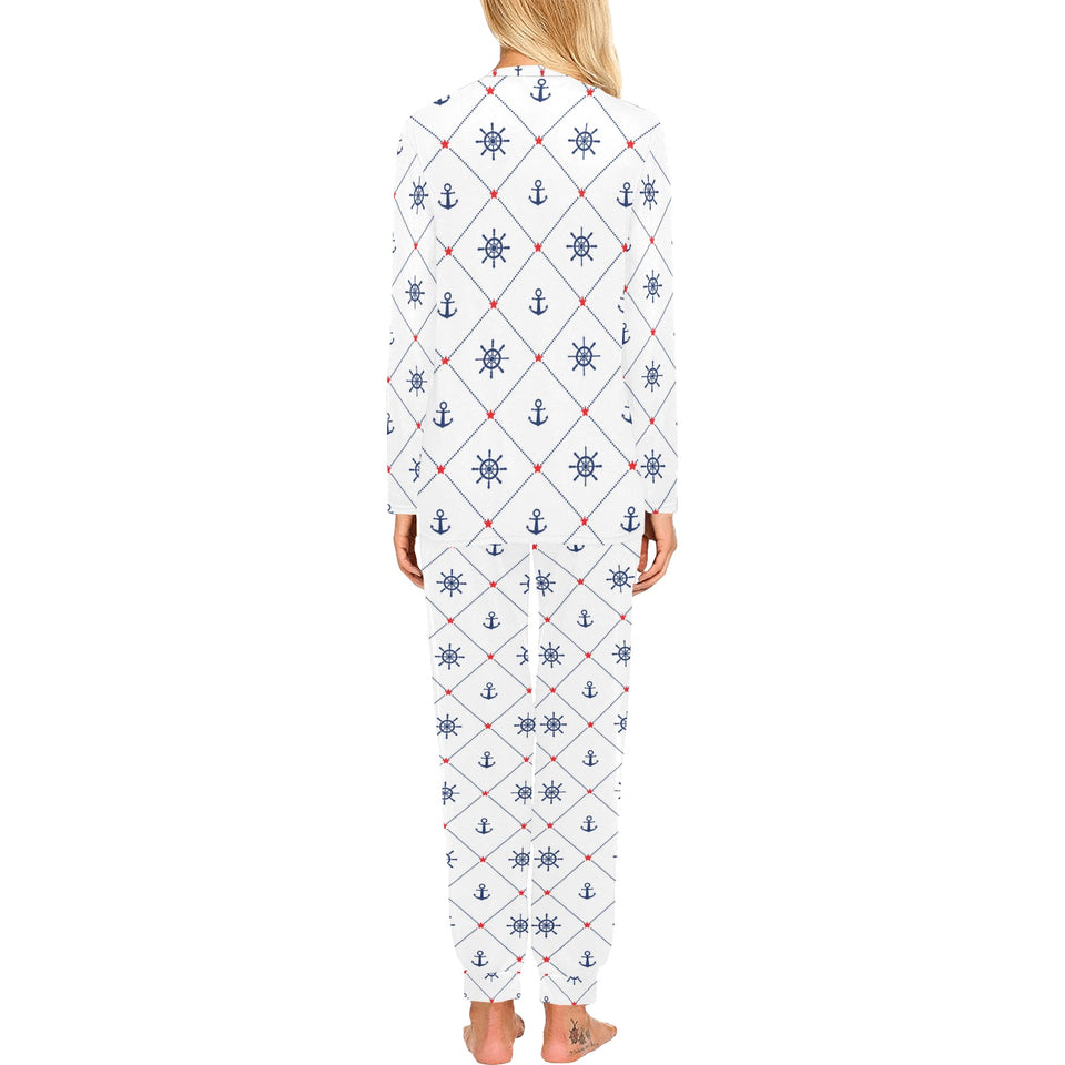 Anchor rudder nautical design pattern Women's All Over Print Pajama Set