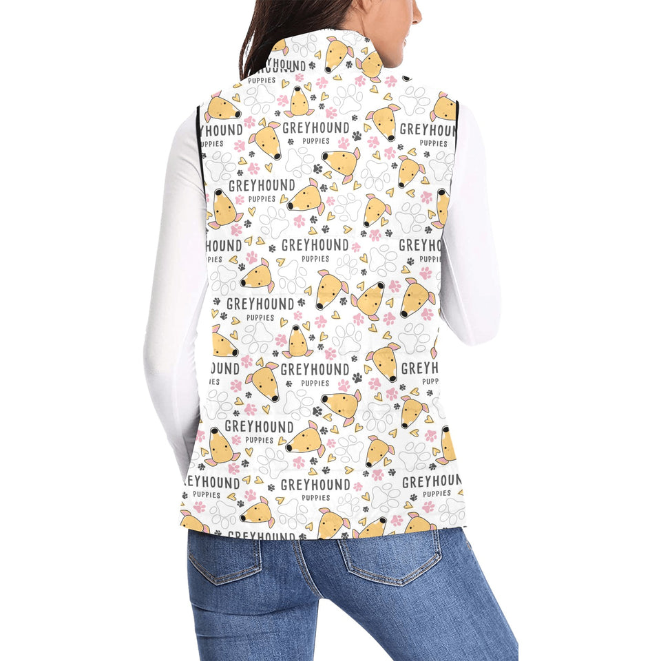 Greyhound Pattern Print Design 03 Women's Padded Vest