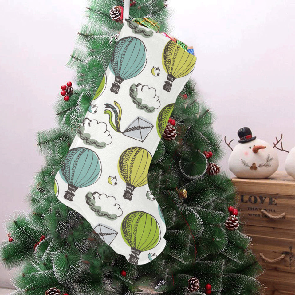Hot Air Balloon Bird Cloud Pattern Christmas Stocking