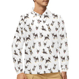 Chihuahua dog pattern Men's Long Sleeve Polo Shirt