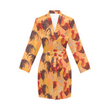 red rooster chicken cock pattern Women's Long Sleeve Belted Night Robe