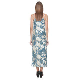 Sea turtle Polynesian Tribal design pattern V-Neck Open Fork Long Dress